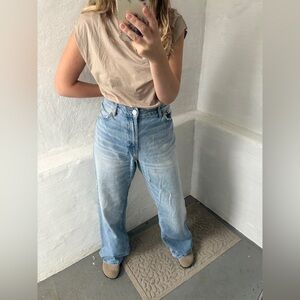 Zara high rise baggy blue jeans